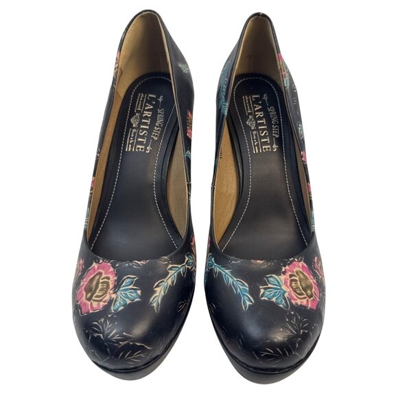 L'Artiste by Spring Step Women's Handpainted Block Heels Julianna Size 41 US 9.5 - Picture 3 of 11